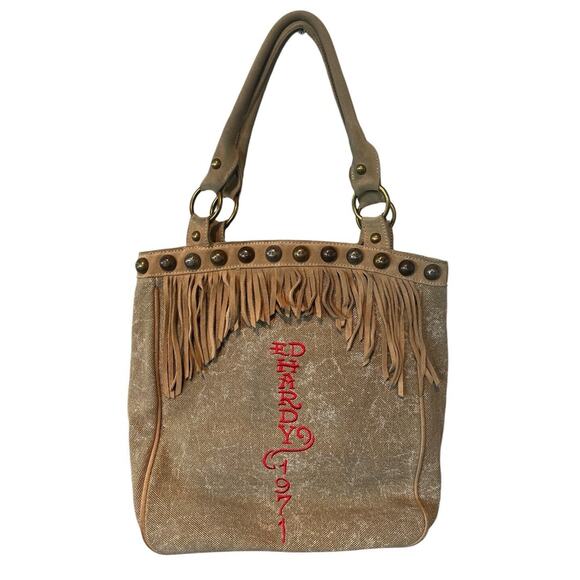 Ed Hardy Tan Crossbody Bag with Fringe - Picture 2 of 15
